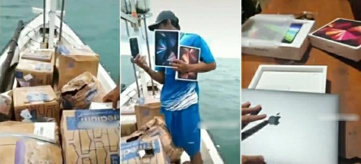 Seorang Nelayan Menemukan Beragam Produk Apple di Tengah Lautan