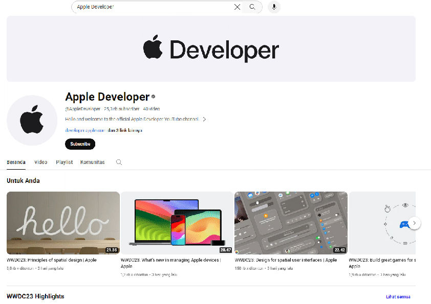 Apple Resmi Hadir di YouTube dengan Saluran “Apple Developer”