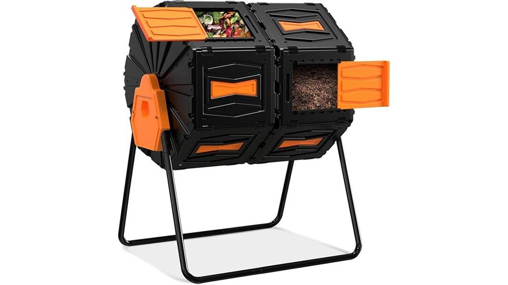 45 gallon dual chamber compost tumbler
