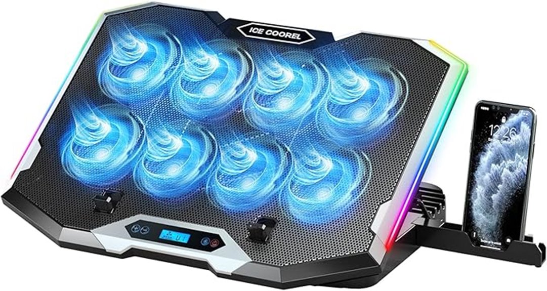 adjustable rgb laptop cooler