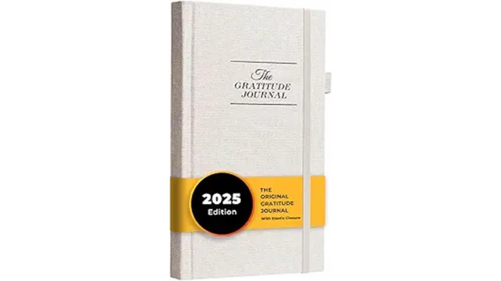 beige gratitude journal with accessories