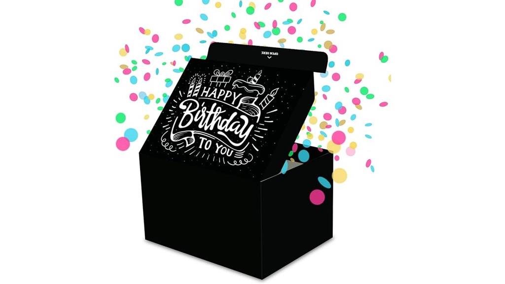 black surprise confetti box