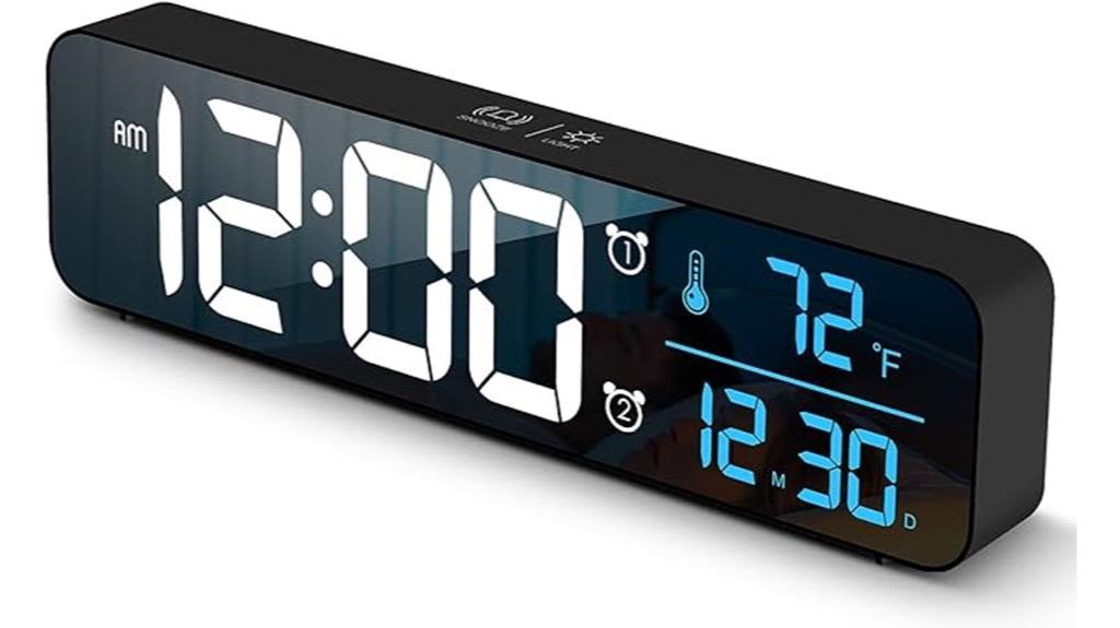 blue wired digital clock