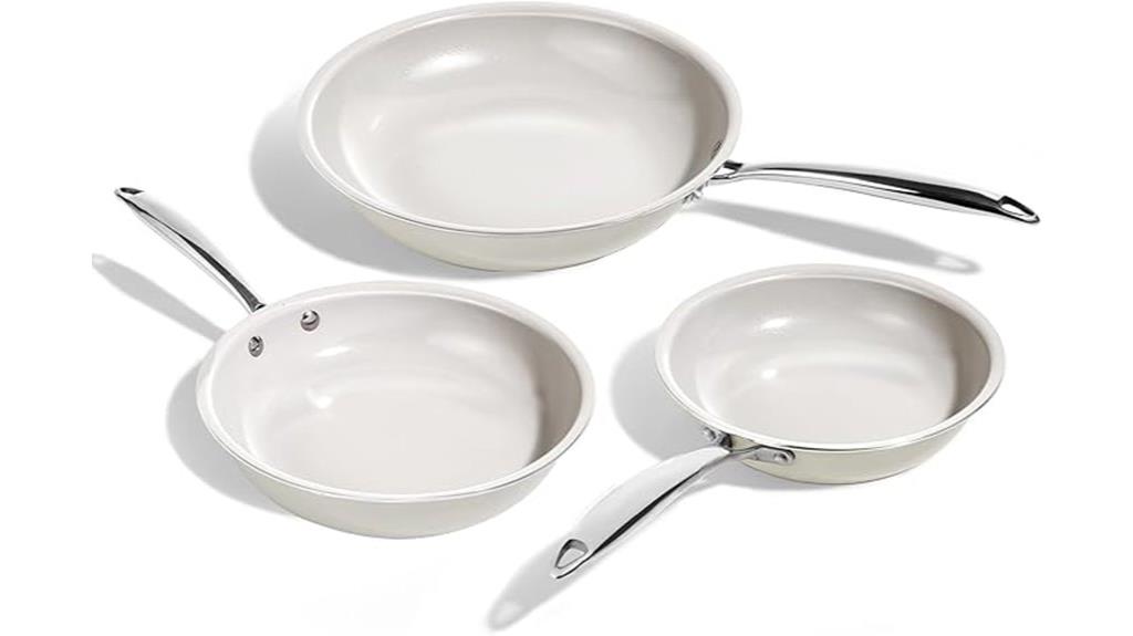 cream non stick frying pans