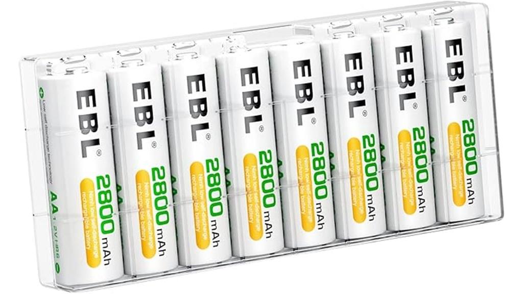 eight rechargeable aa batteries