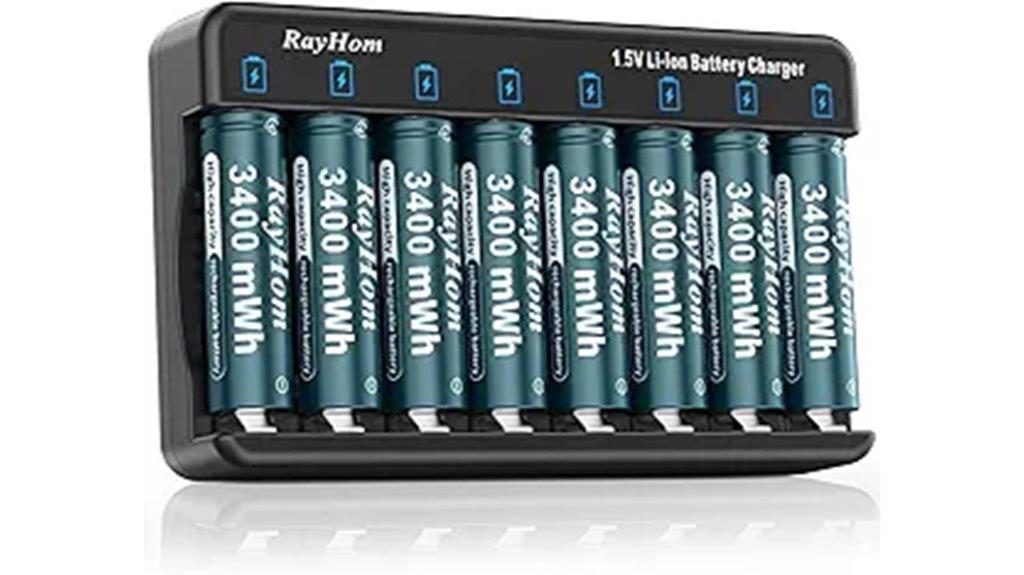 eight rechargeable aa batteries