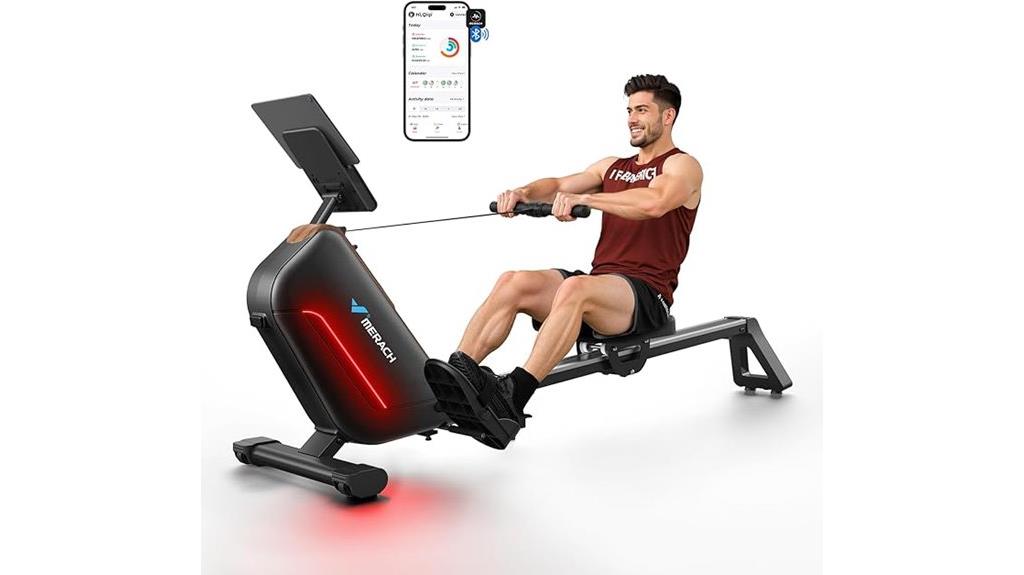 extended rail electromagnetic rower