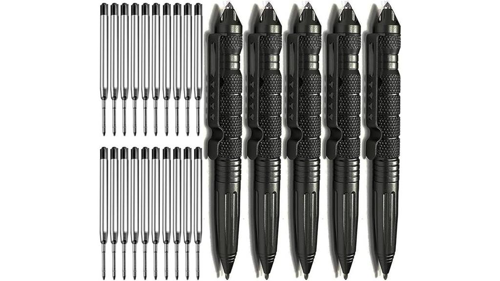 five tactical steel pens