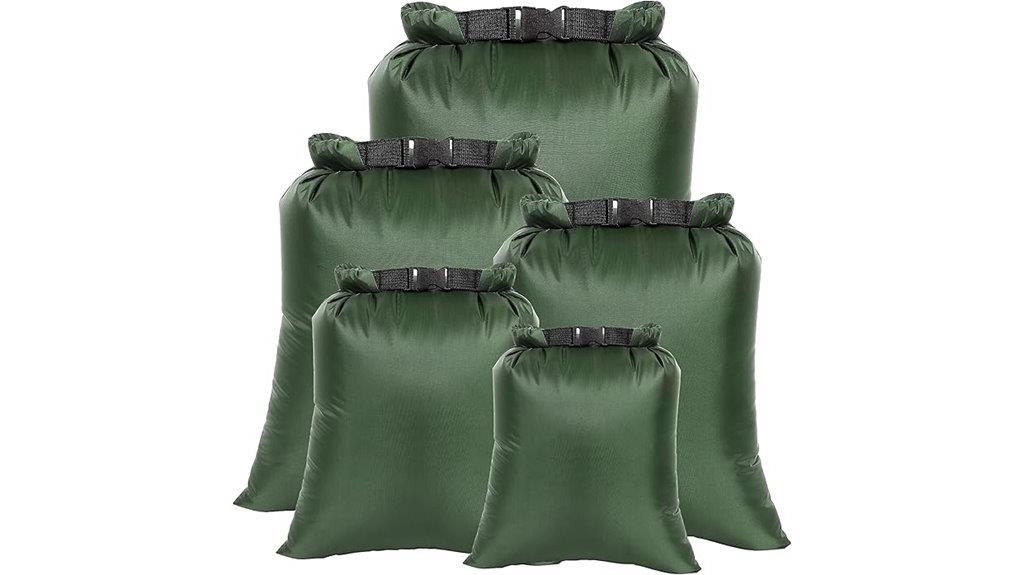five waterproof dry bags