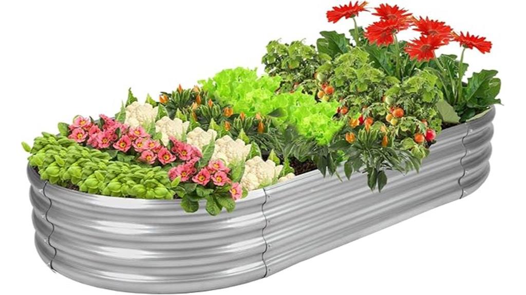 large oval galvanized garden bed