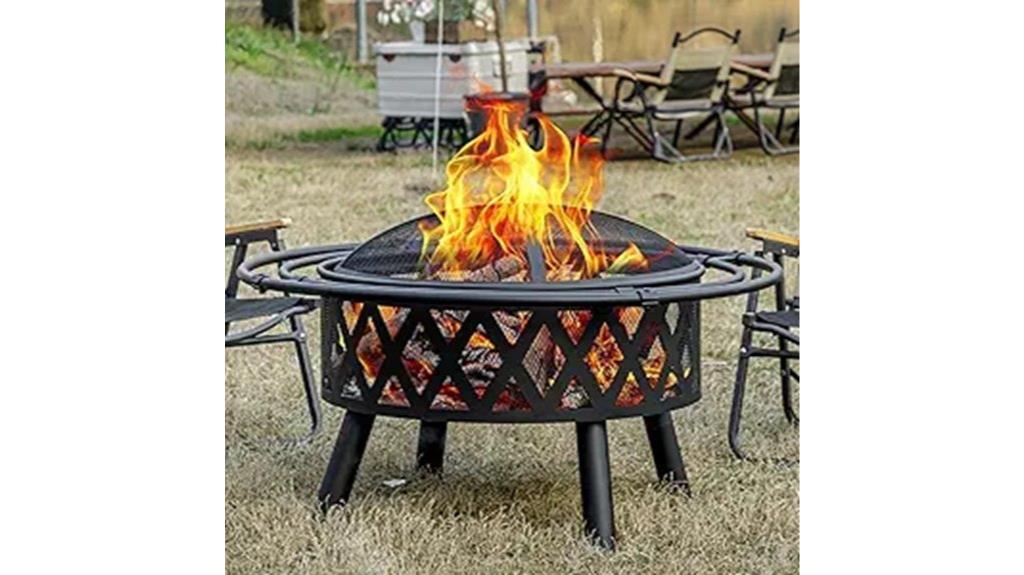 large wood fire pit