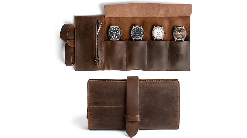leather watch roll organizer