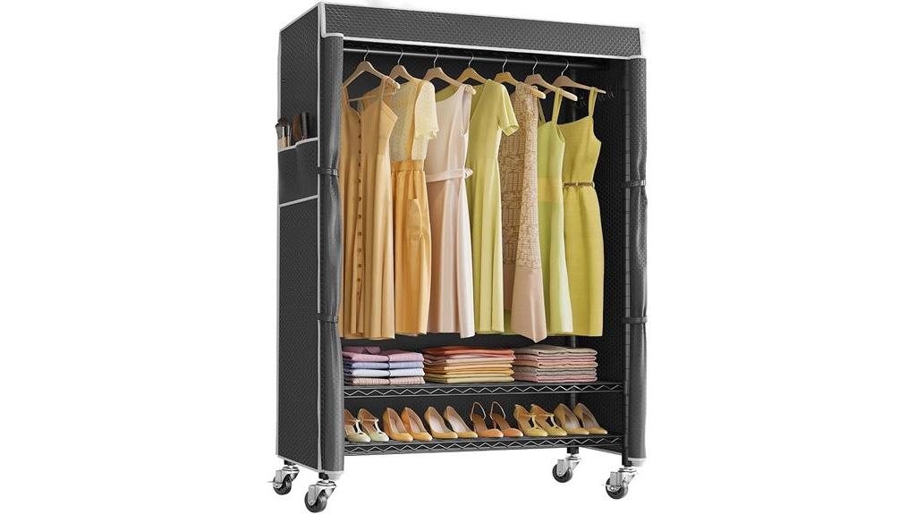 locking wheel garment rack