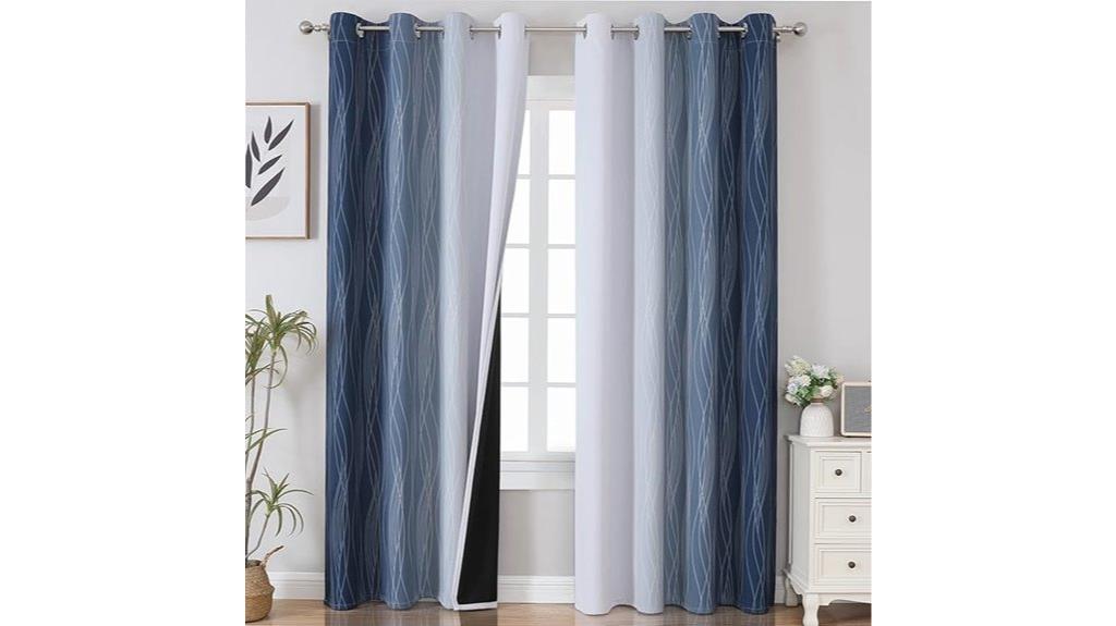 navy grey blackout curtains