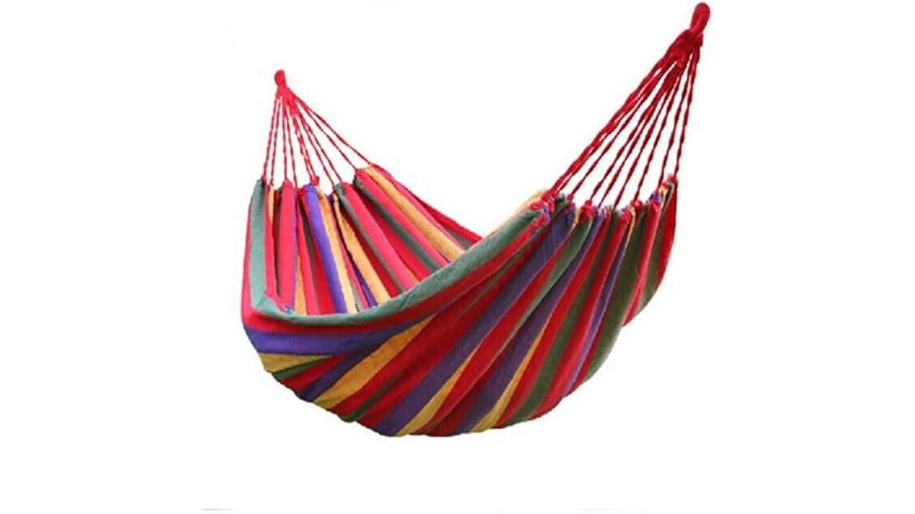 red striped outdoor hammock