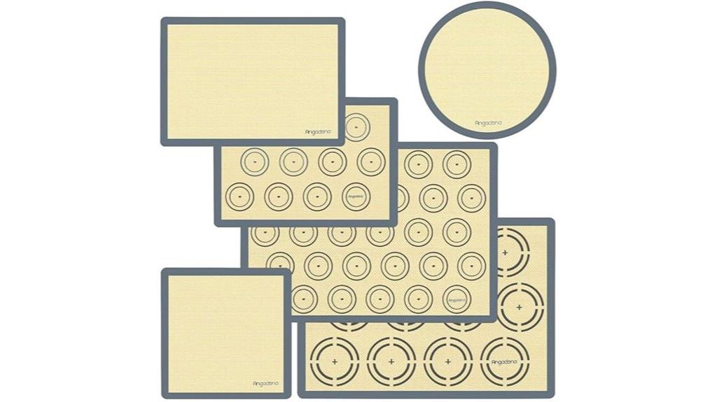 set of 6 reusable silicone baking mats