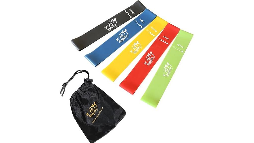 set of five resistance bands