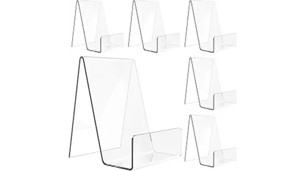 six clear acrylic book stands