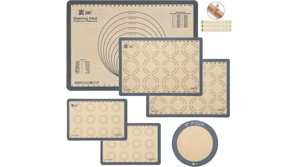 six reusable silicone mats