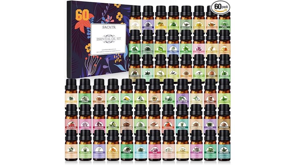 sixty pure essential oils