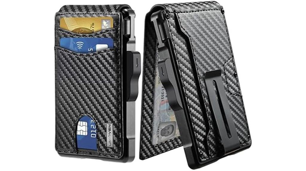 slim leather wallet with money clip