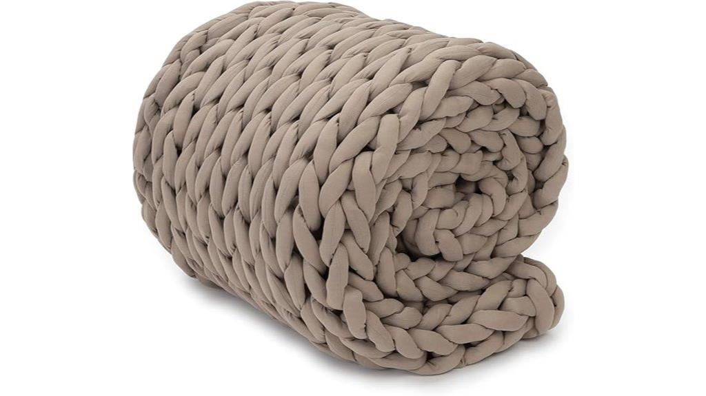 taupe chunky knit blanket
