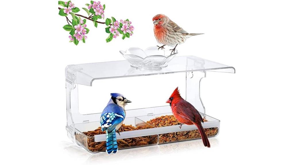 transparent window bird feeder