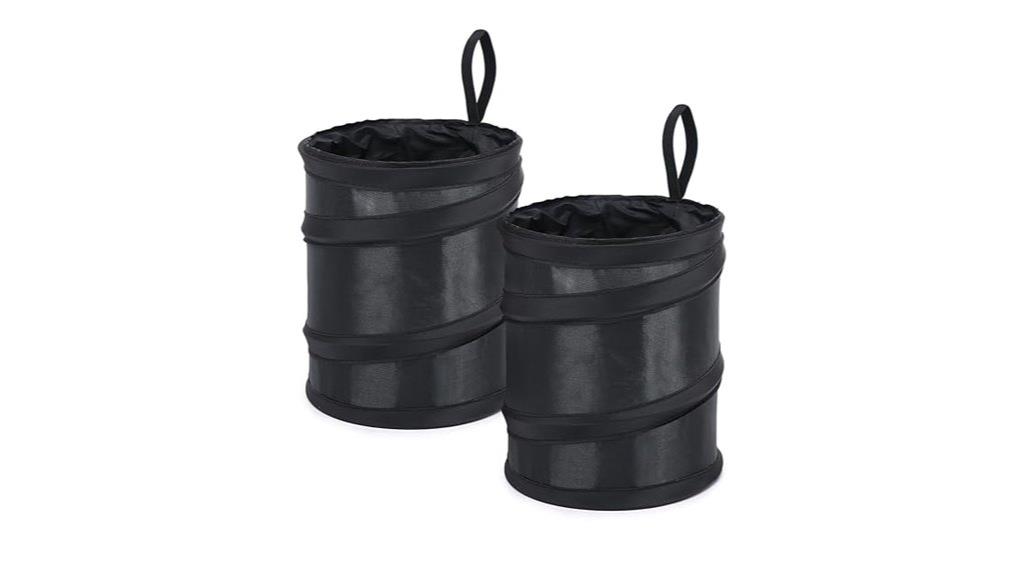 two collapsible trash cans