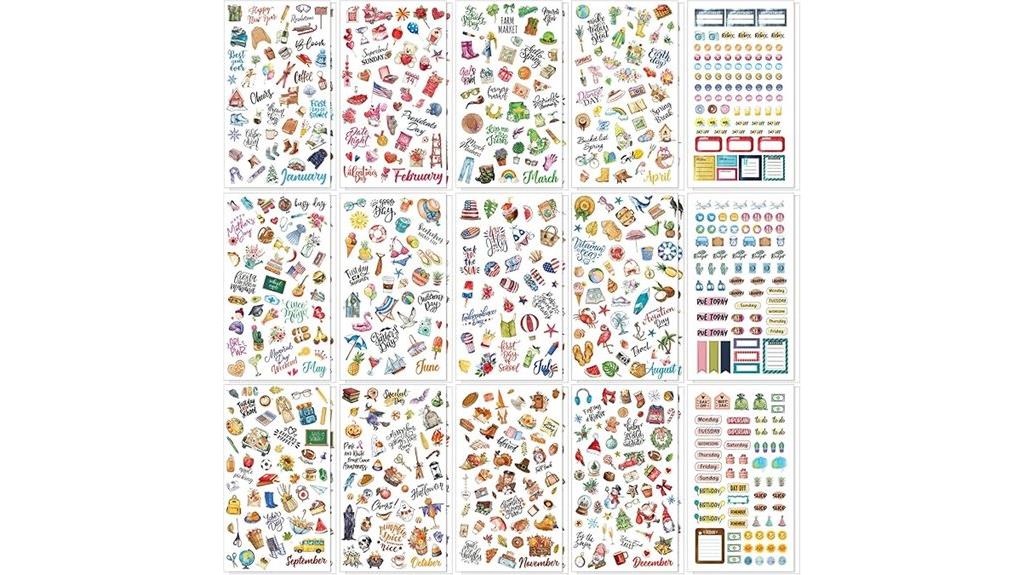 variety of planner stickers