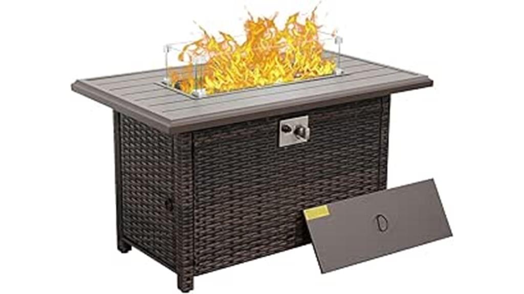 wicker propane fire pit