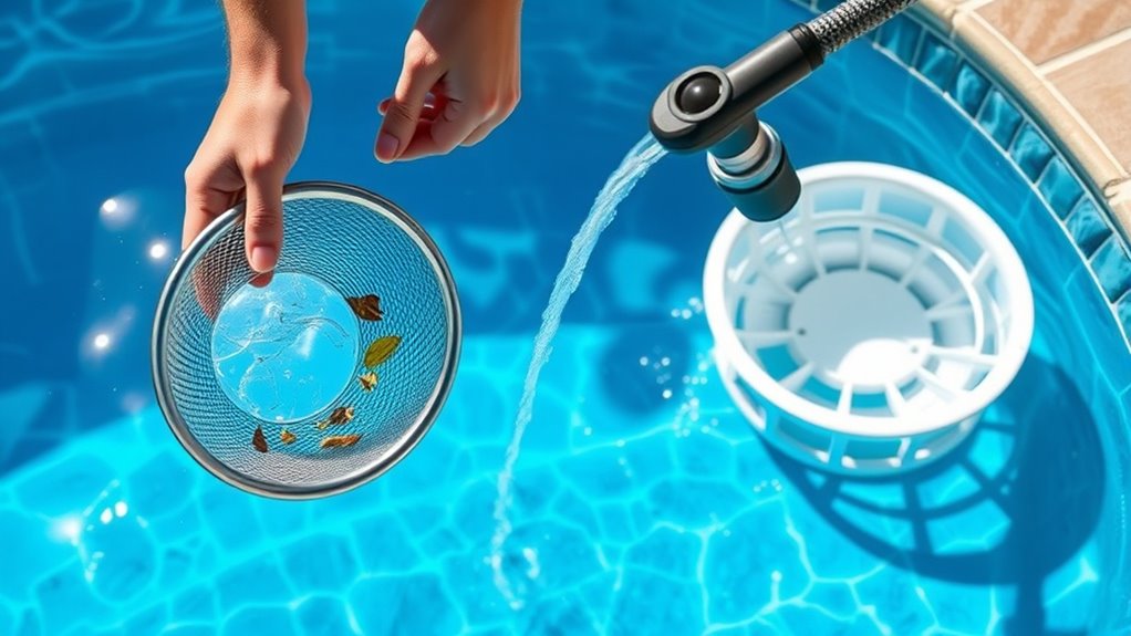 inspect and clean pool baskets
