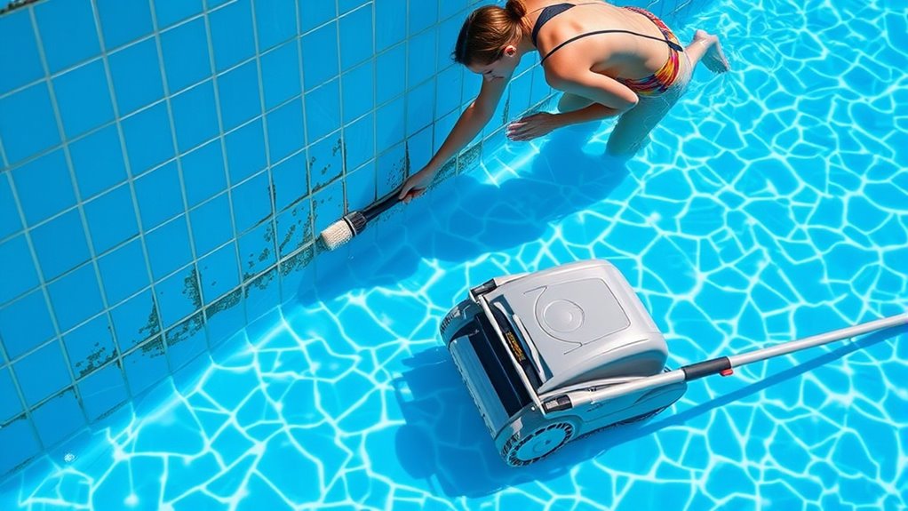 thorough pool wall cleaning