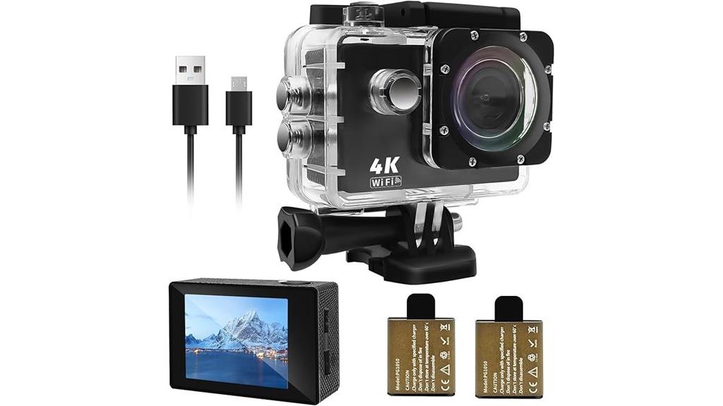 4k action camera with batteries
