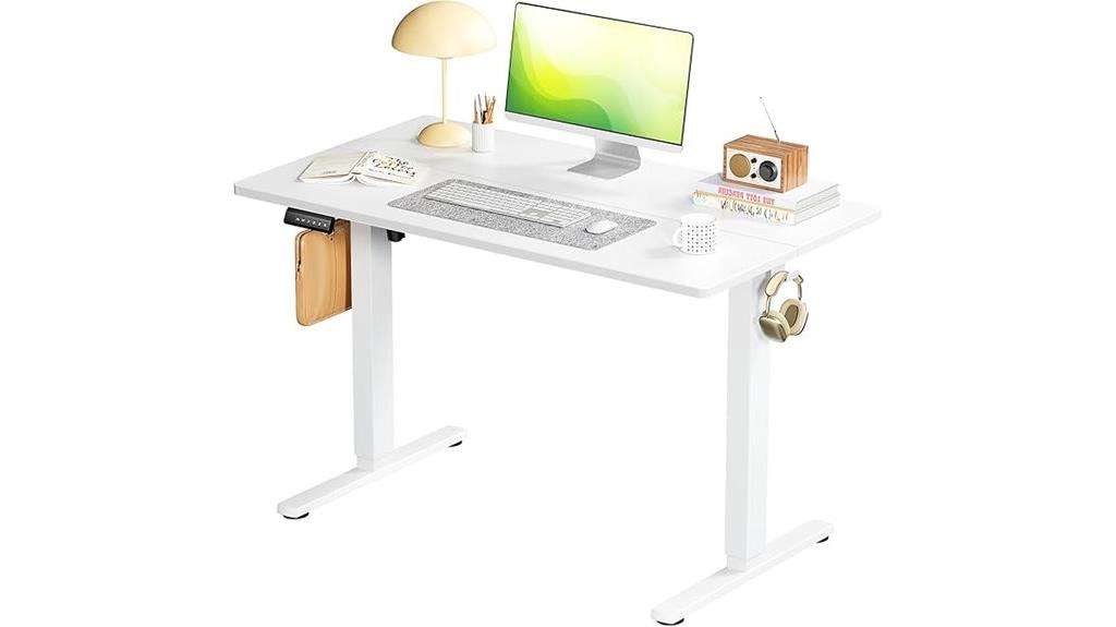 adjustable white electric desk