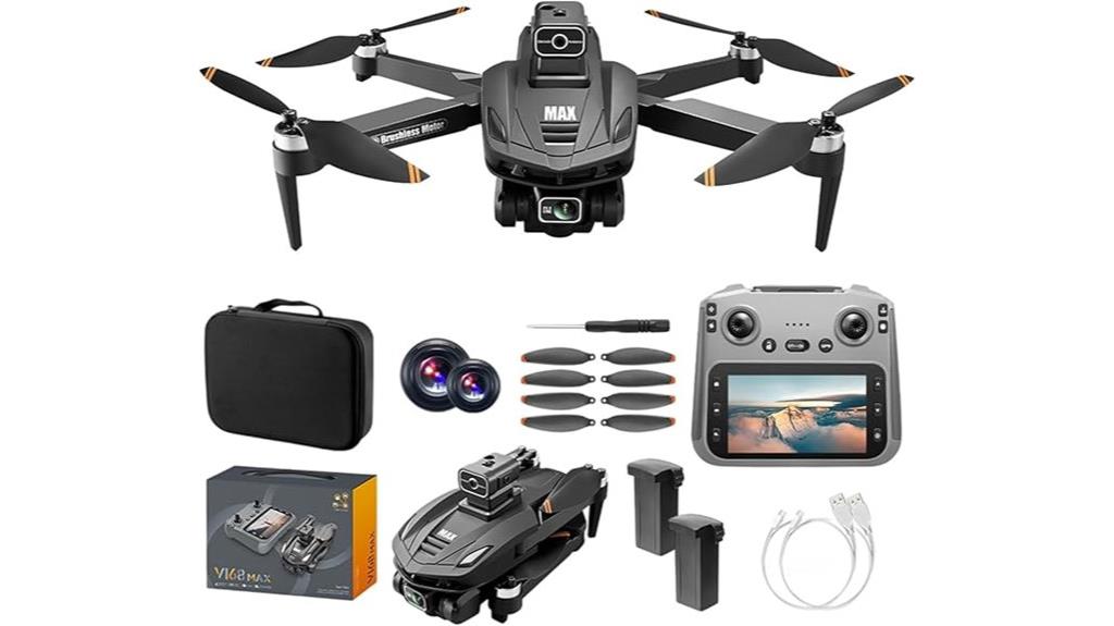 black mini drone with two batteries