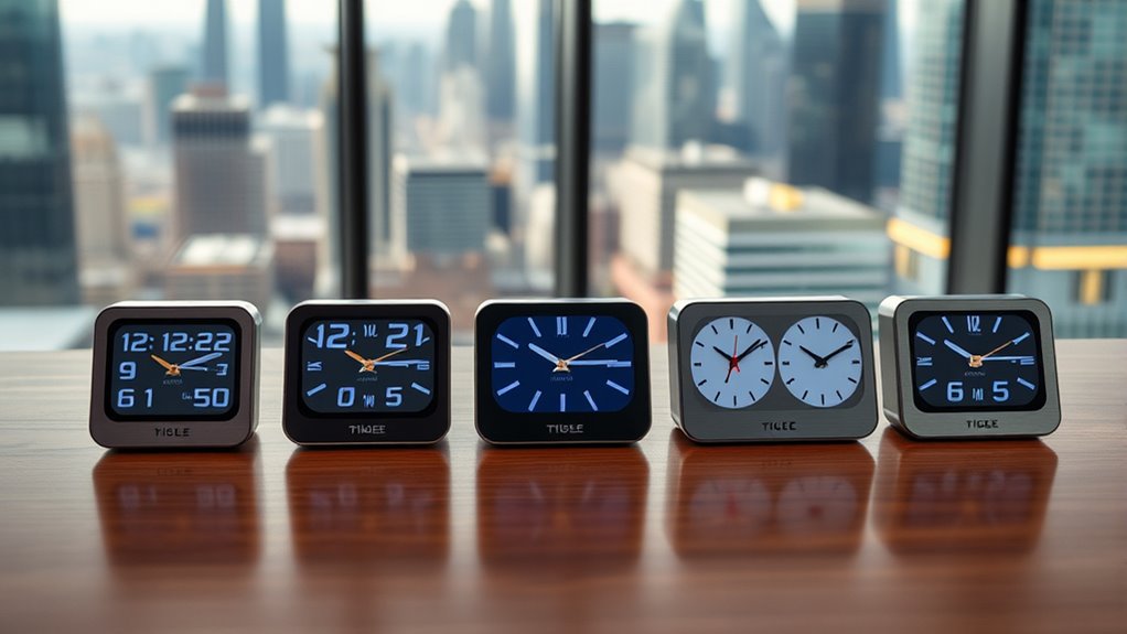 dual time desk clocks