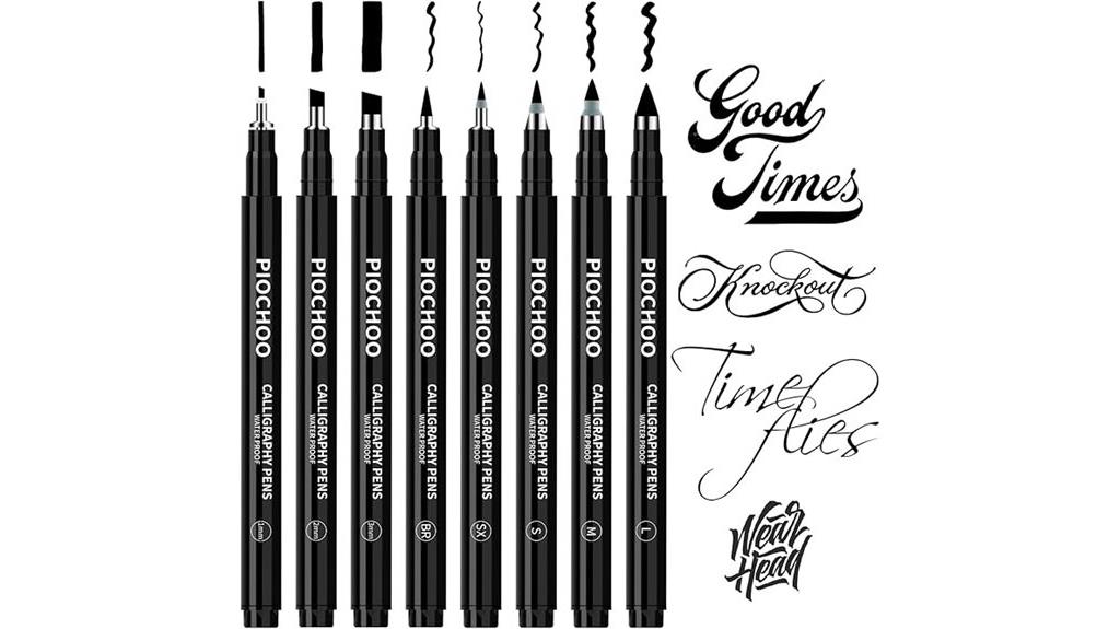 eight size calligraphy pen set