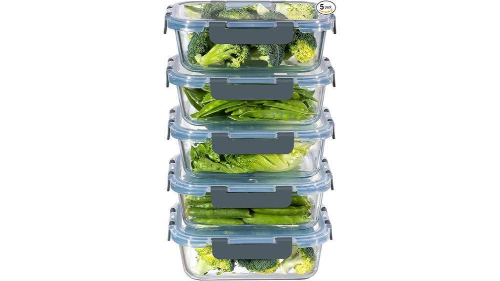 five containers 36oz capacity