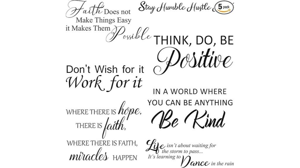 five inspirational quote sheets