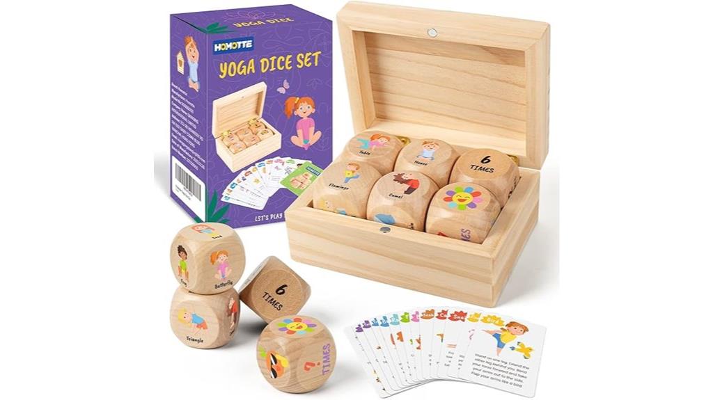 kids wooden yoga dice