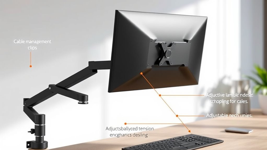 monitor arm compatibility and adjustability