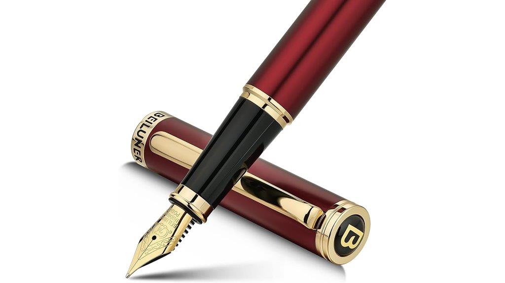 red fountain pen with gold