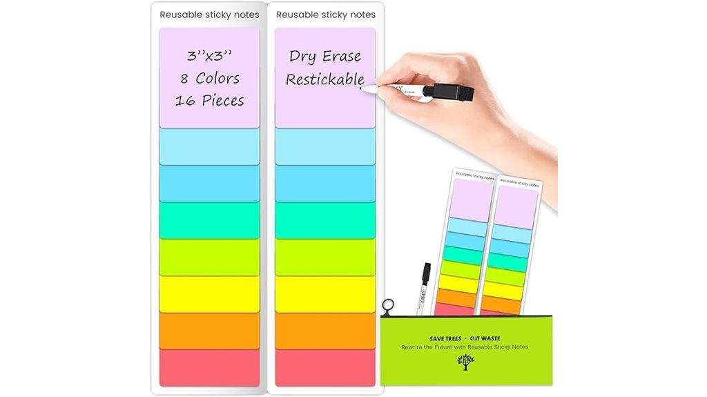 reusable colorful whiteboard notes
