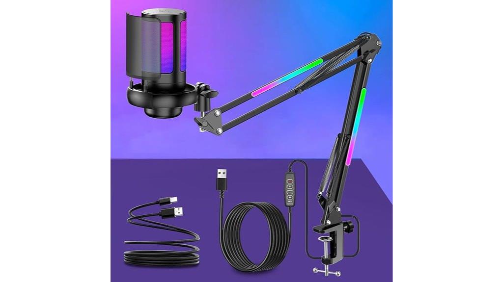 rgb condenser microphone with accessories