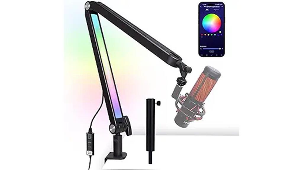 rgb lit microphone boom arm