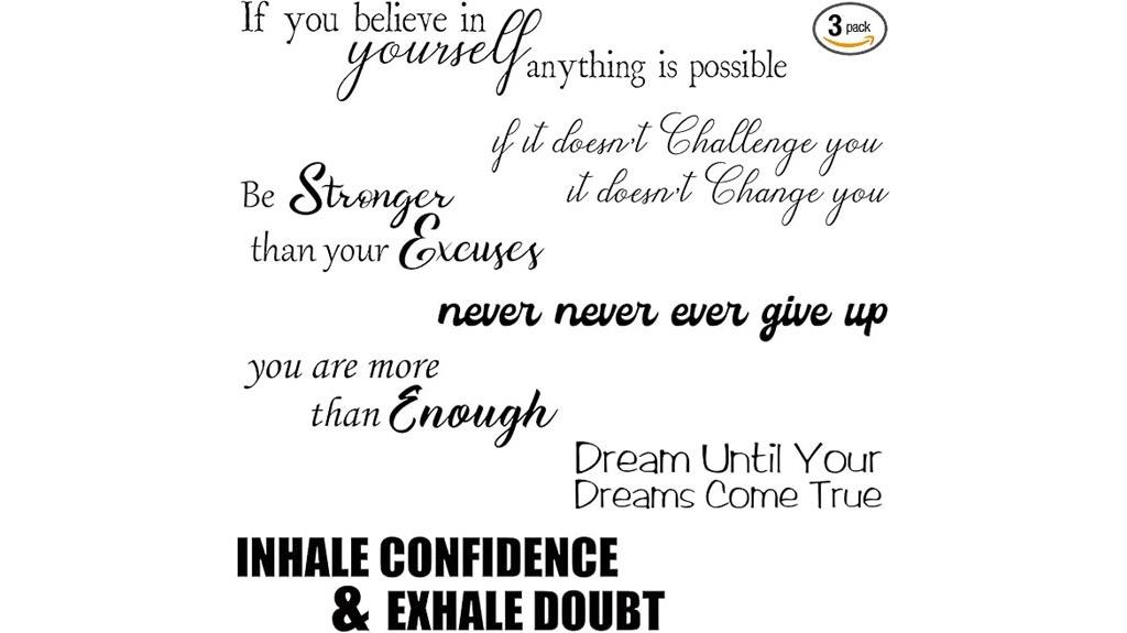 set of seven inspirational decals