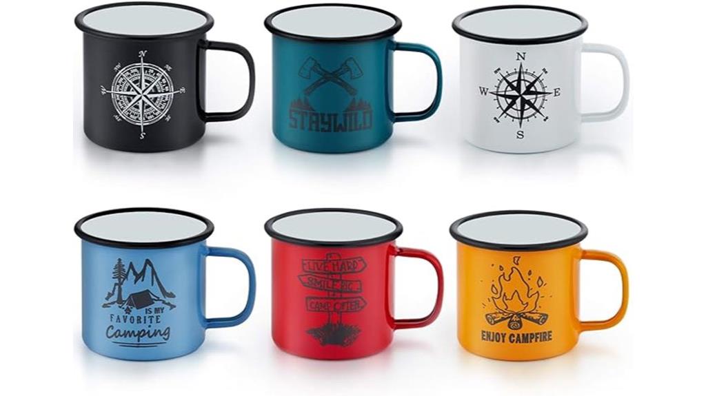 set of six camping mugs