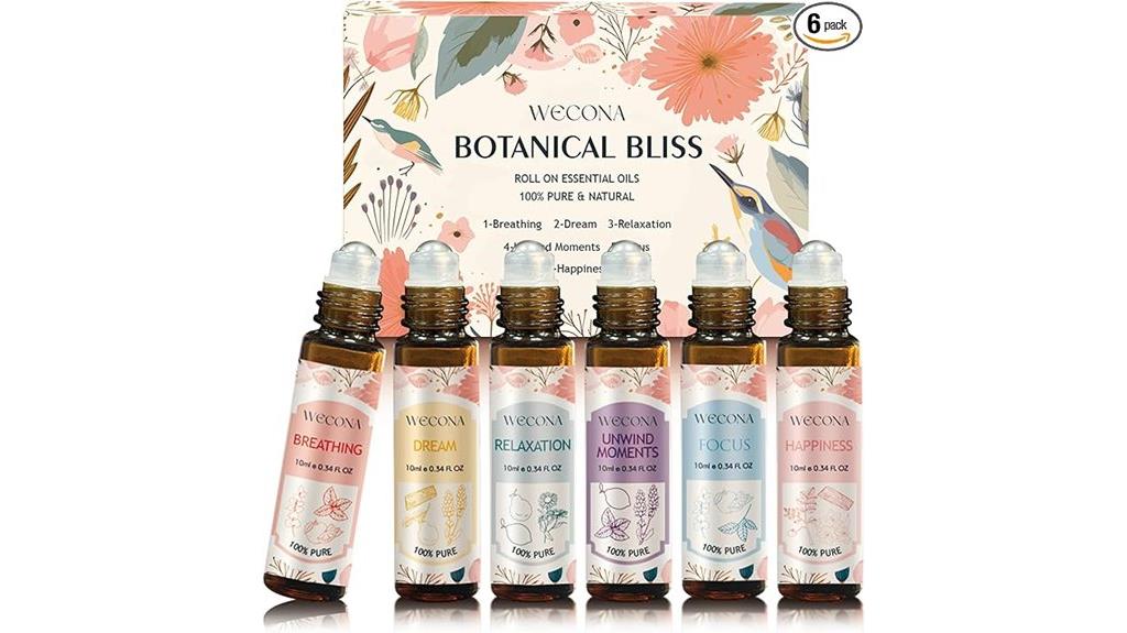 six 10ml aromatherapy roll ons