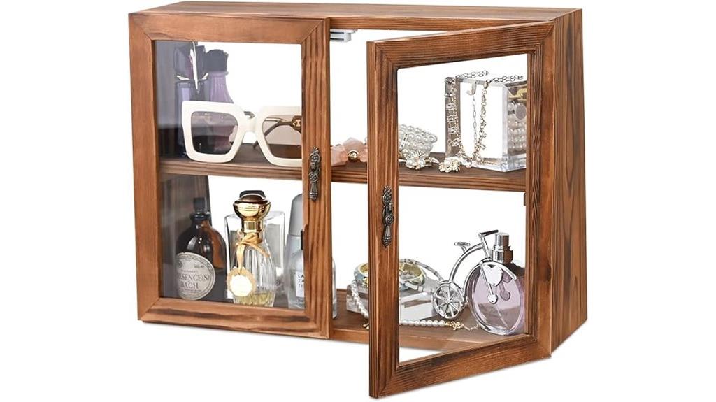 tempered glass wood display