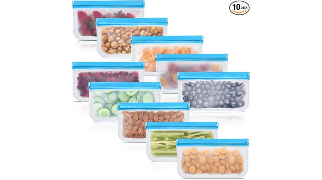ten reusable silicone bags
